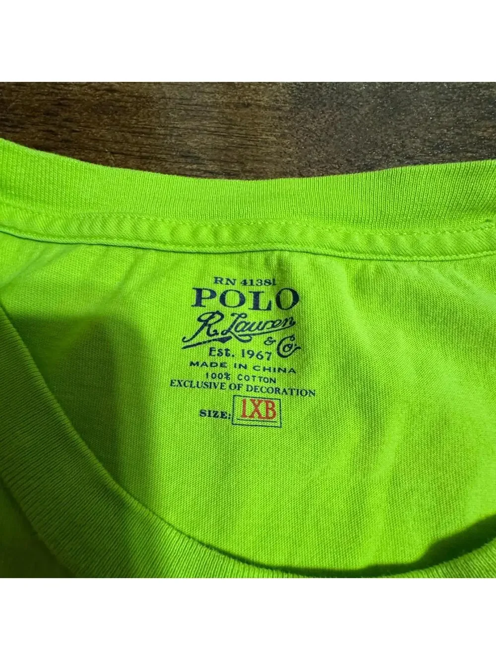 Polo Ralph Lauren Pocket T Shirt 1XB Red Solid BRIGHT Green Pony Single Stitch - Picture 6 of 7